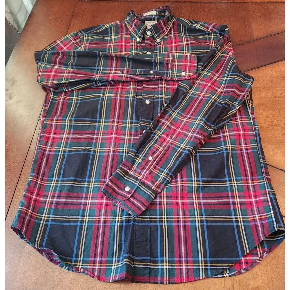 J. Crew 100's 2-Ply Yarns Classic Fit Plaid Button-Down Men Shirt Size M